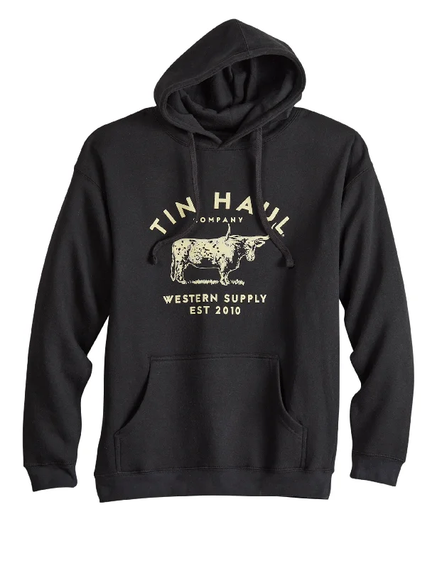 MENSTIN HAUL HOODIE WESTERN SUPPLY BULL STANDING  BLACK