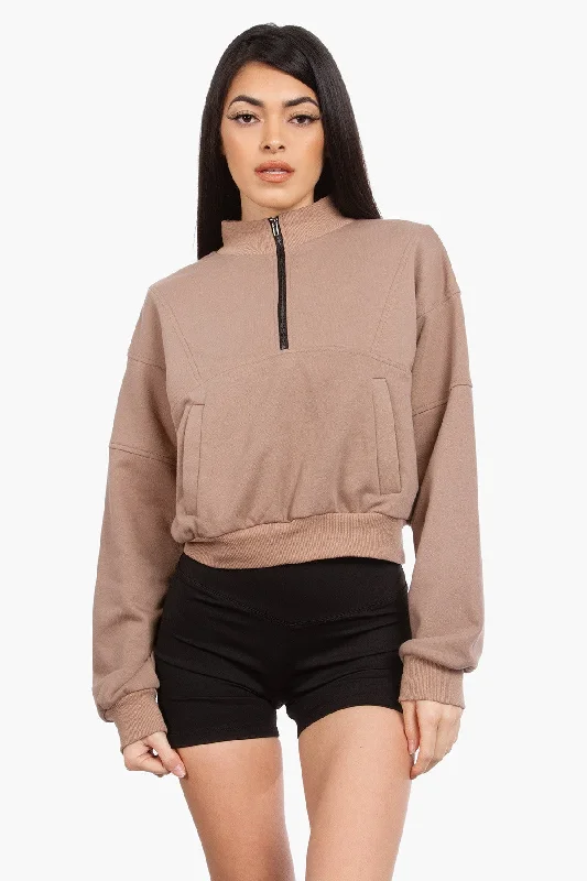 MOCHA CALABASAS CROPPED PULLOVER