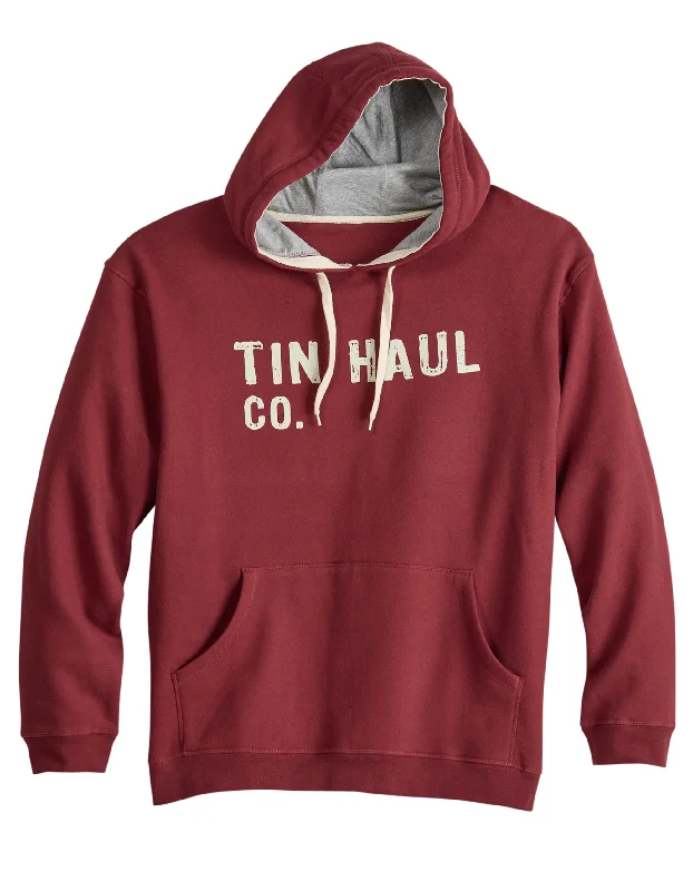 MENS TIN HAUL PULLOVER HOODIE CO SCREEN PRINT HEAVYWEIGHT WINE