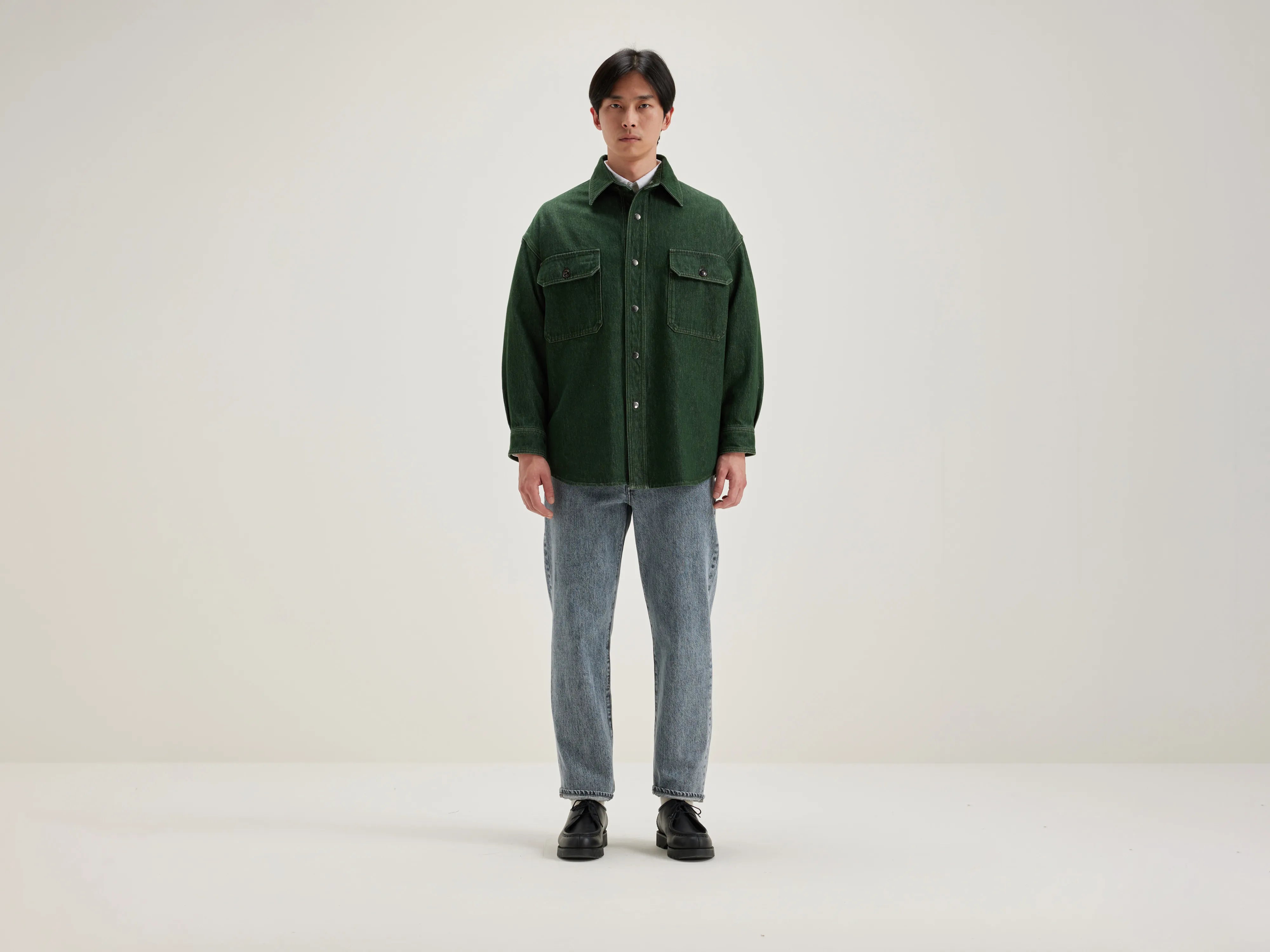 Grown checked overshirt (242 / M / GREEN STONE)