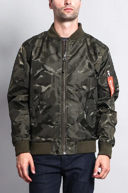 Lightweight Tonal Camo Bomber Flight Jacket