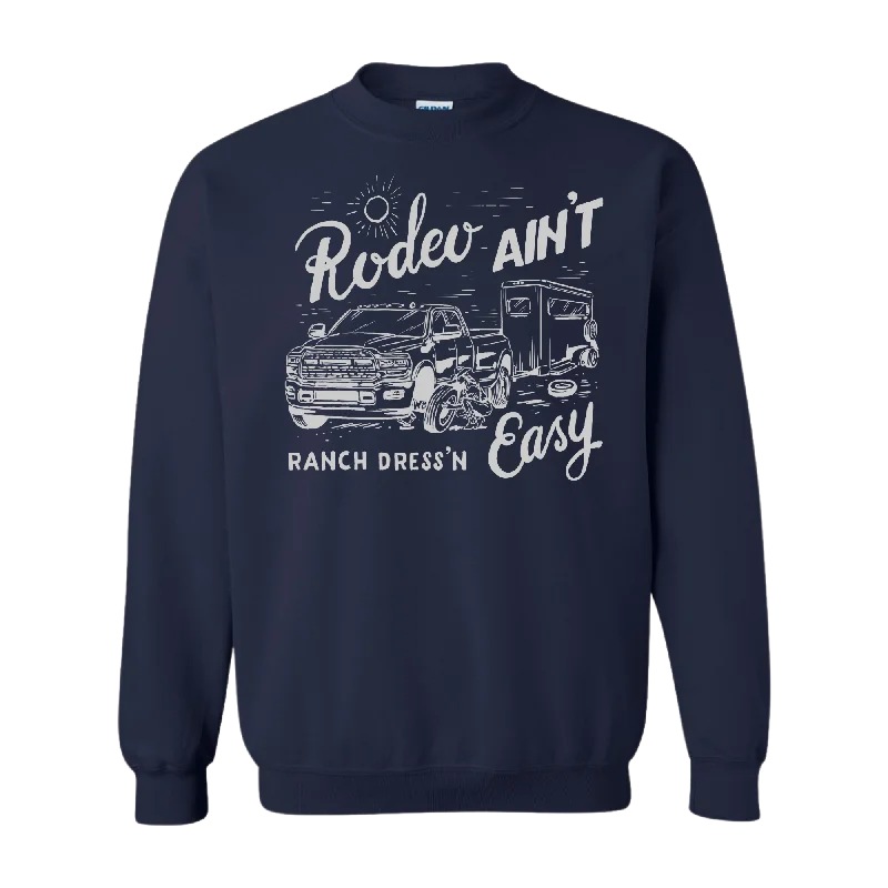 RODEO AIN'T EASY NAVY CREWNECK