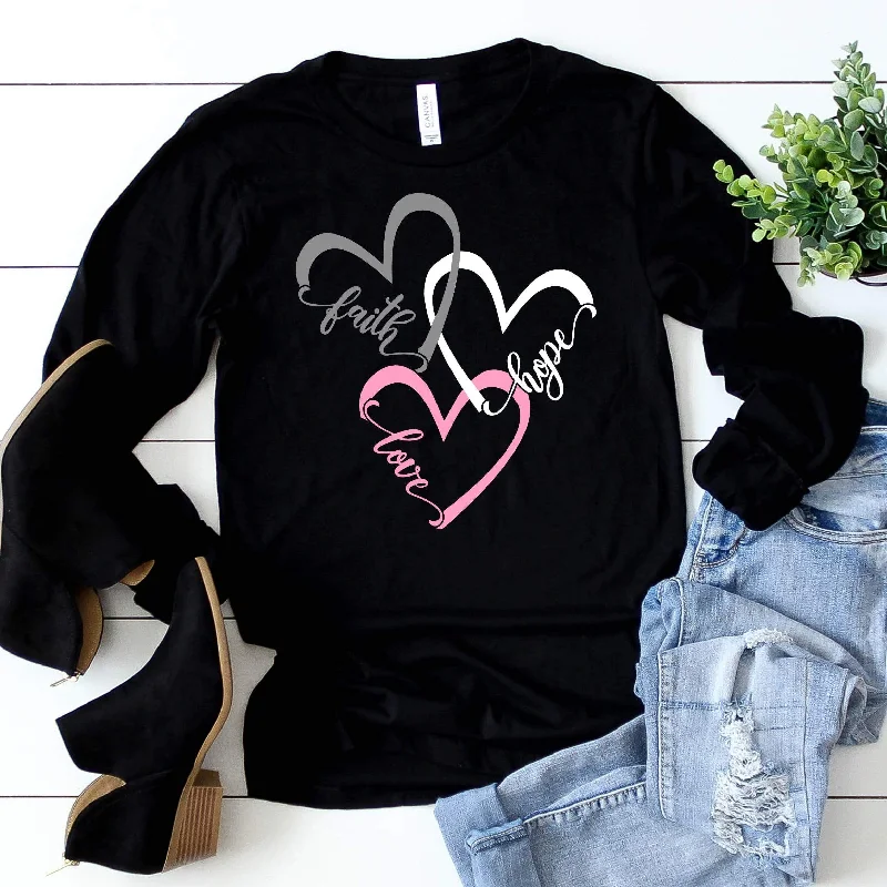 Faith Hope Love Hearts Long Sleeve Tee