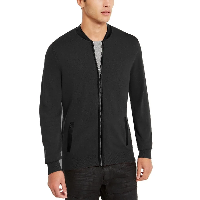 INC International Concepts Men's Zip-Front Cardigan Black Size Small