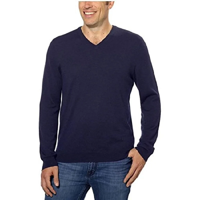 Calvin Klein Men's Merino Wool V Neck Sweater Blue Size X-Large