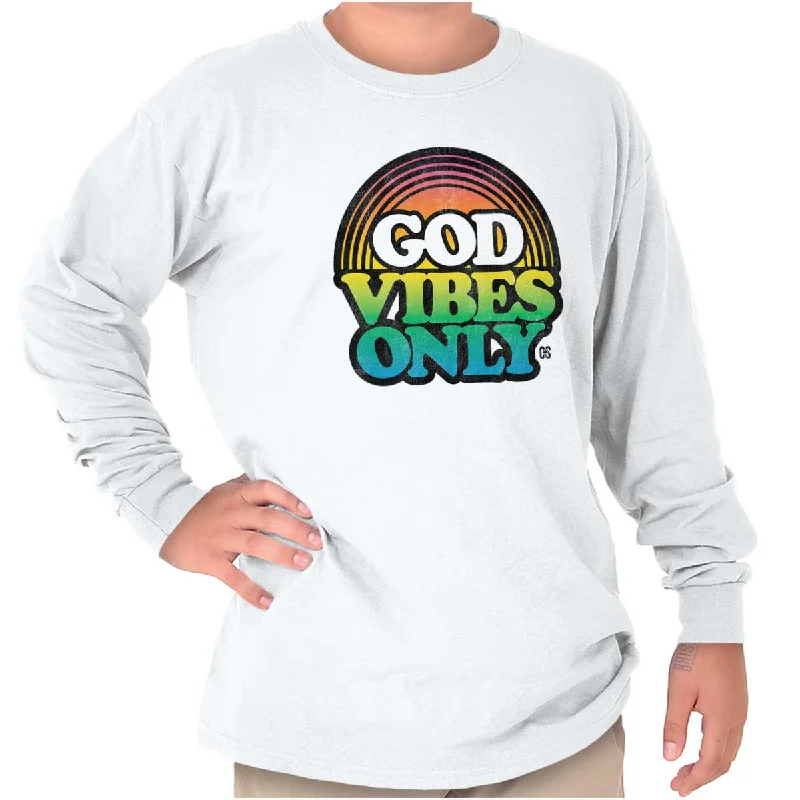 God Vibes Only Retro Youth Long Sleeve T Shirt