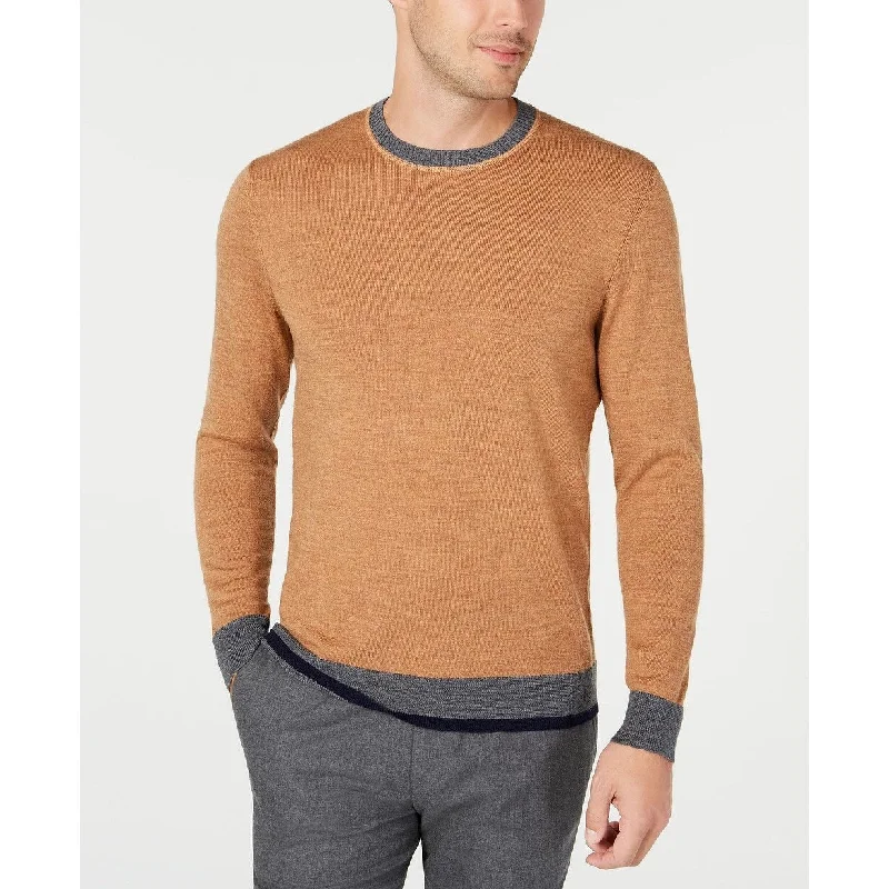 Tasso Elba Men's Merino Wool Blend Sweater Brown Size XX Large - XX-Large