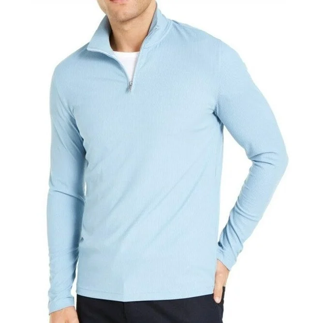 Alfani Men's Ottoman Quarter Zip Sweater Blue Size Medium