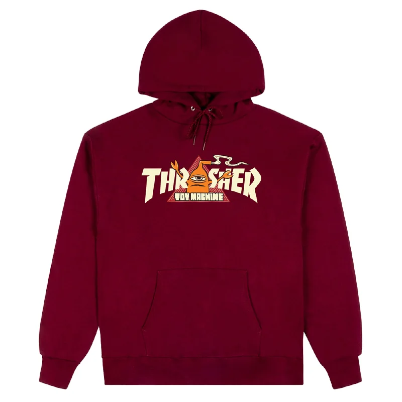 Thrasher x Toy Machine Vortex Hoodie Maroon