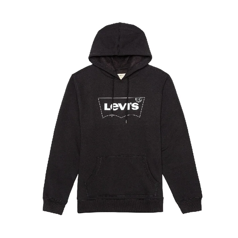 Levi's Men's Burndlen Fleece Logo Hoodie Black Size Large