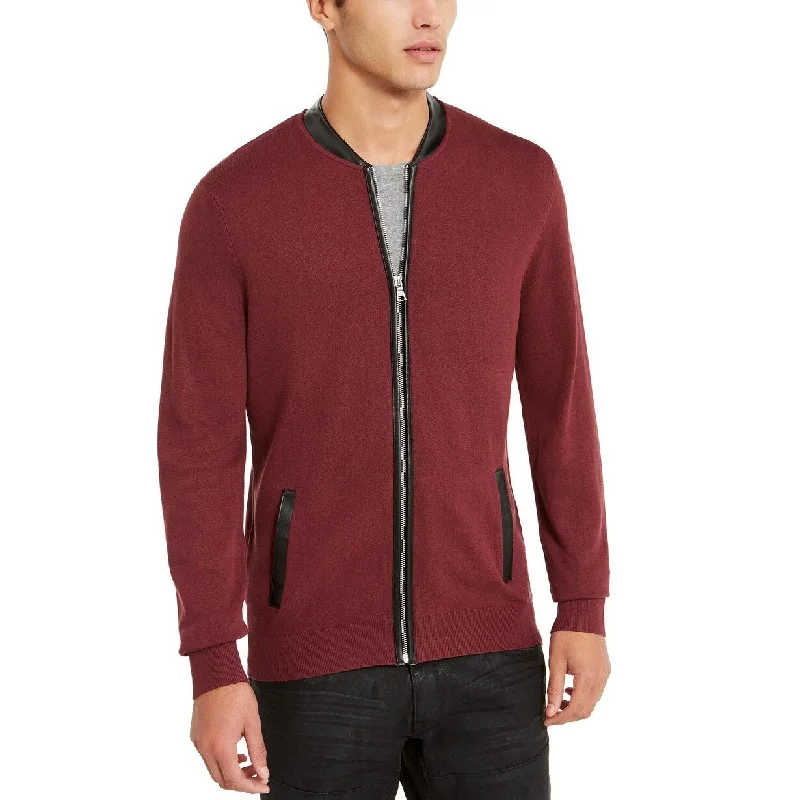 INC International Concepts Men's Zip-Front Cardigan Wine Size Large