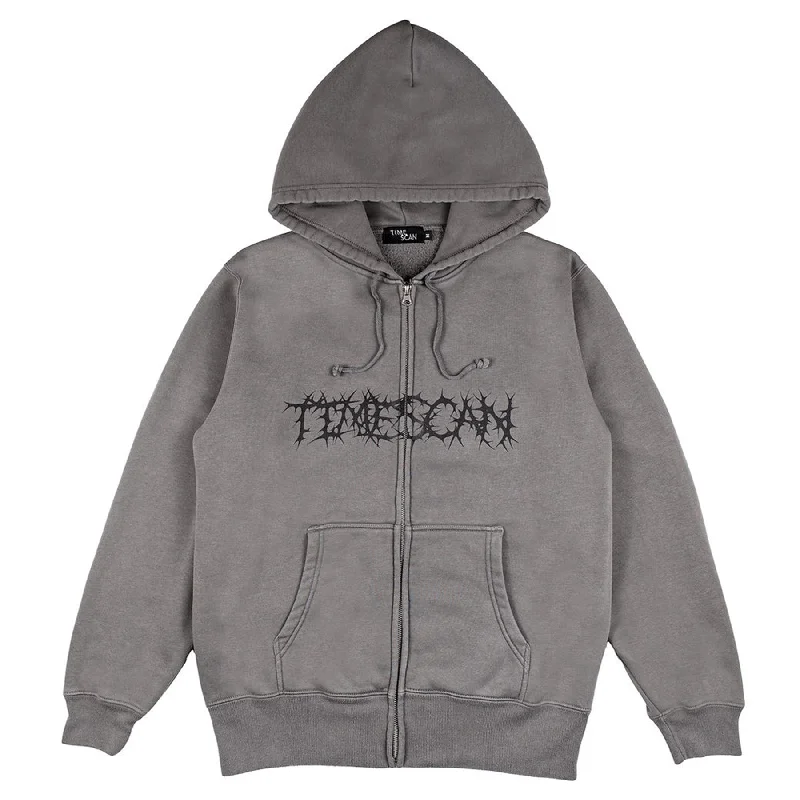 Timescan Thorns Zip Hooded Sweatshirt Stone Washed Black