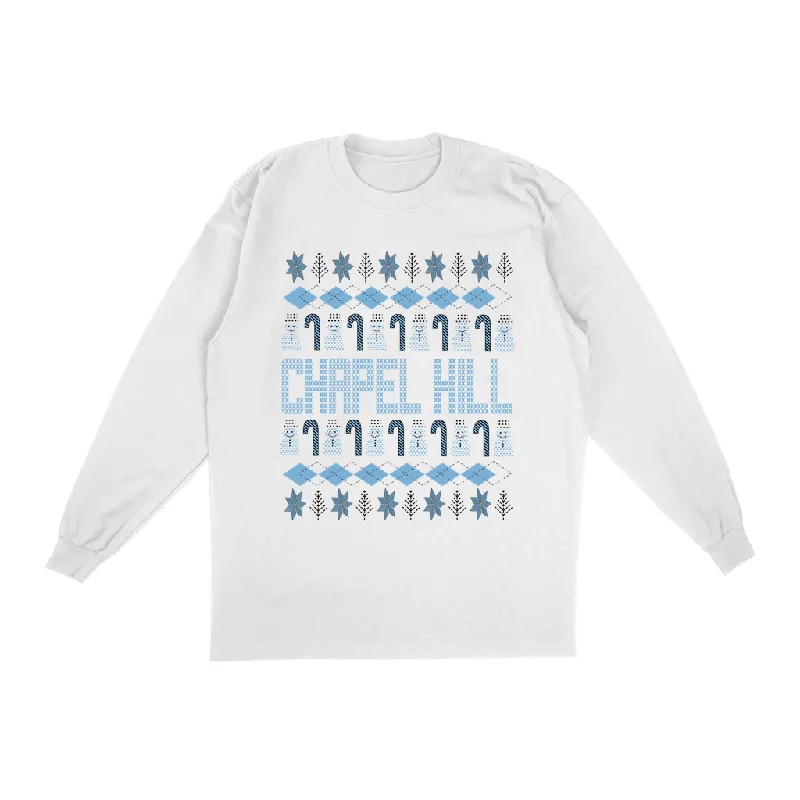 Chapel Hill Christmas Style White Oversized Adult Long Sleeve T-Shirt