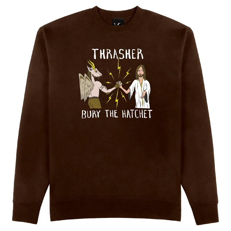 Thrasher x Toy Machine Bury The Hatchet Crewneck Dark Chocolate