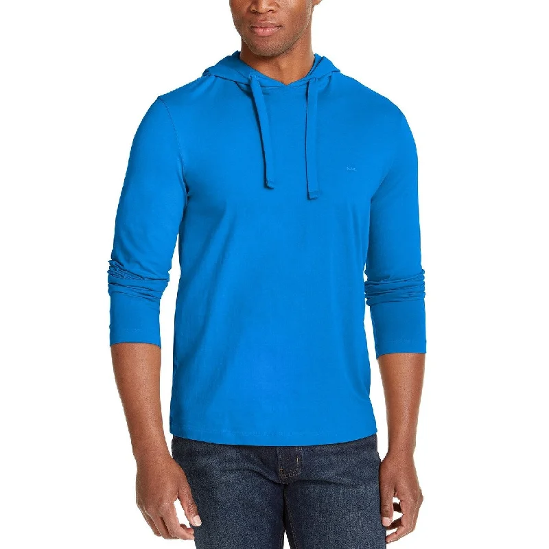 Michael Kors Men's Luxe Cotton Lightweight Hoodie Blue Bgeoverflw Size Extra Large - X-Large