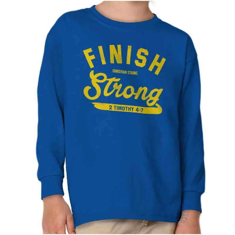 Finish Strong Scripture Youth Long Sleeve T Shirt