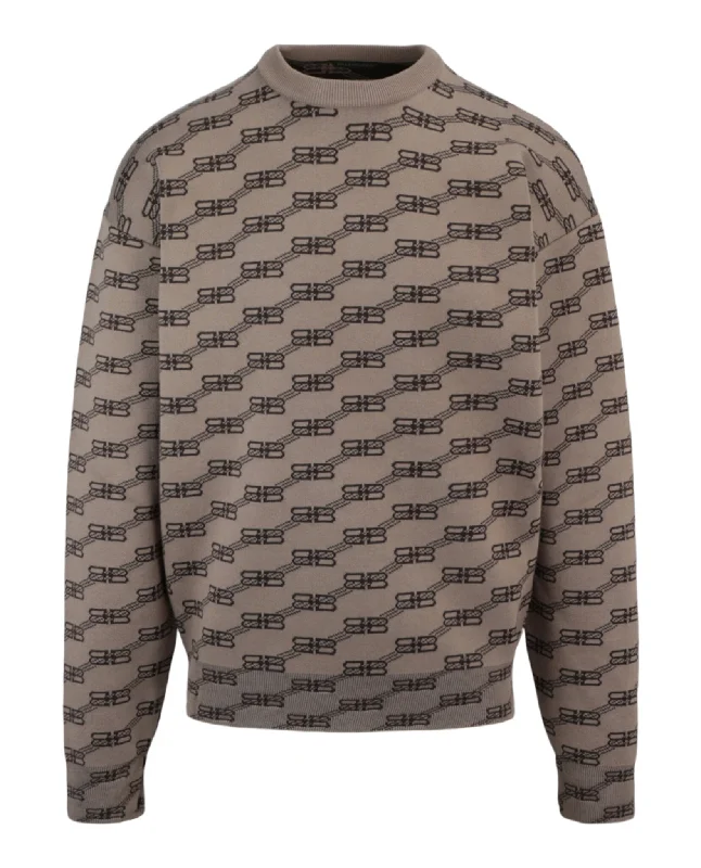 Balenciaga Mens Logo Intarsia-Knit Sweater