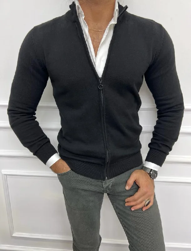 Bojoni Astoria Black Slim Fit Cardigan