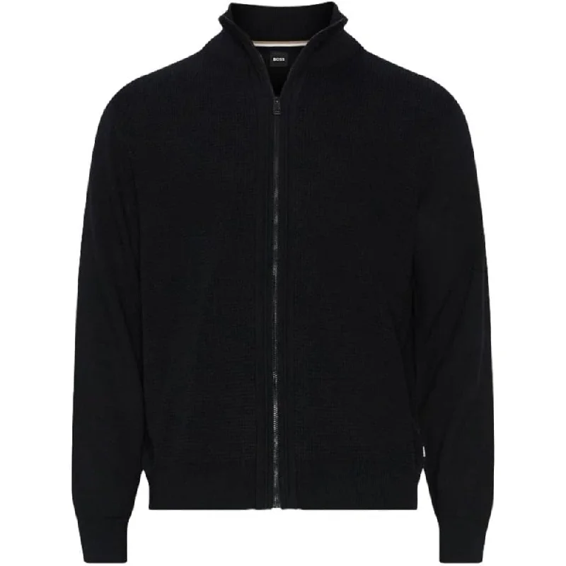 Hugo Boss Men's Daveto 100% Wool Full Zip Sweater, Black