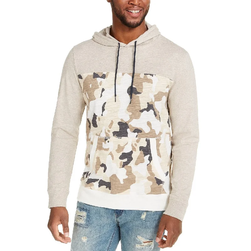 Sun & Stone Men's Camo Blocked Hoodie Beige Size Extra Large - XL