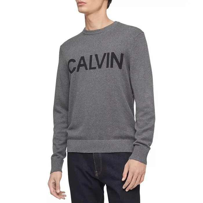 Calvin Klein Men's Logo Sweater Dark Gray Size Large