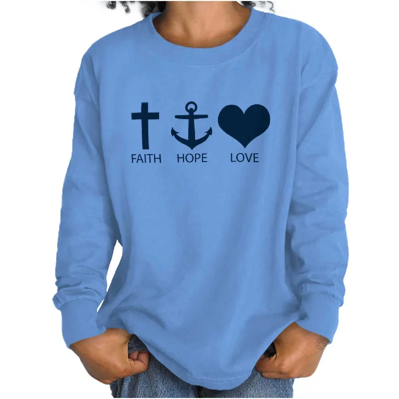 Faith Anchor Love Youth Long Sleeve T Shirt