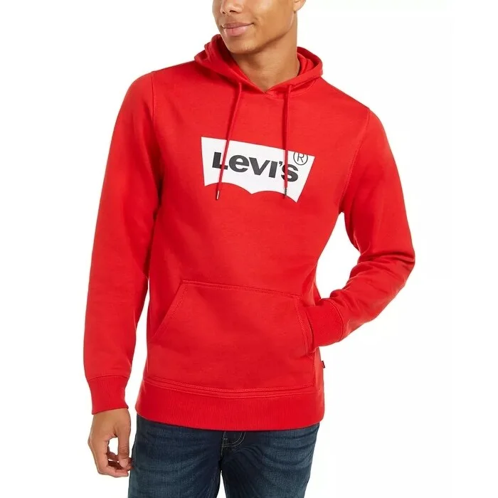 Levi's Men's Burndlen Fleece Logo Hoodie Red Size XX-Large