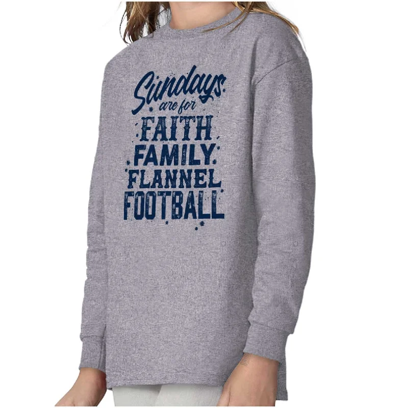 Faith Family Football Youth Long Sleeve T Shirt