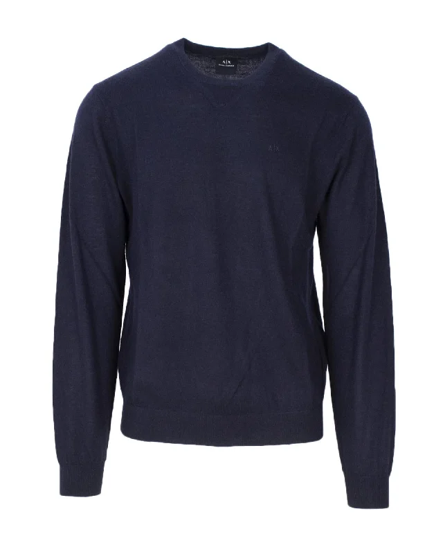 Armani Exchange  Mens Crew Neck Jumper in Navy