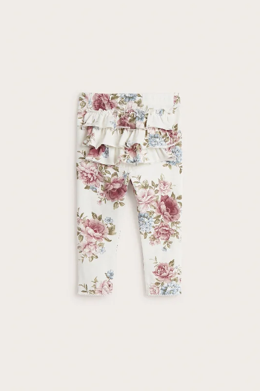 Baby white floral leggings