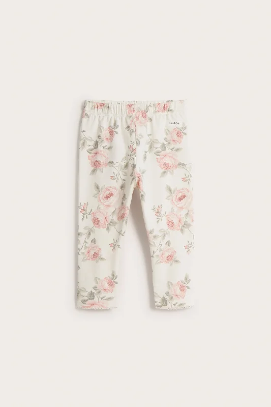 Baby white rose pattern leggings