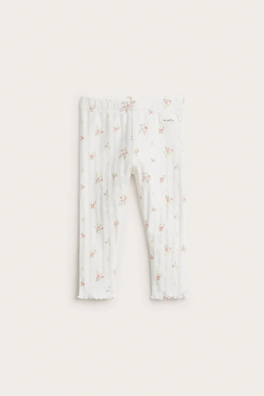 Baby white floral leggings