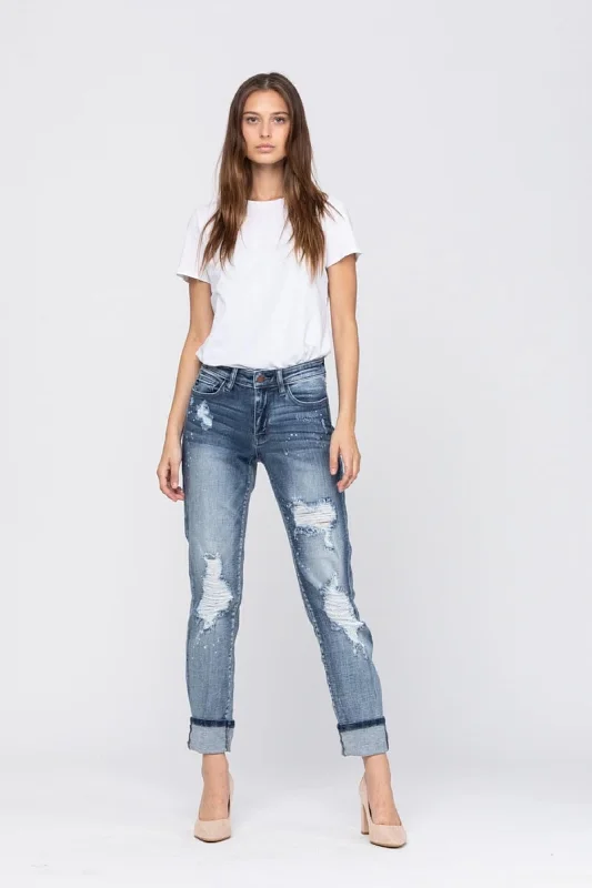 Judy Blue Mid rise Boyfriend Destroyed jeans