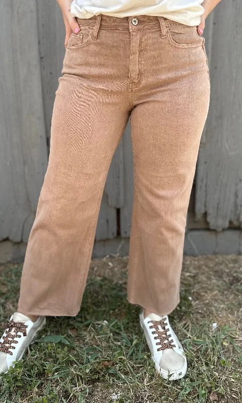 Chocolate High Rise Wide Leg Jeans