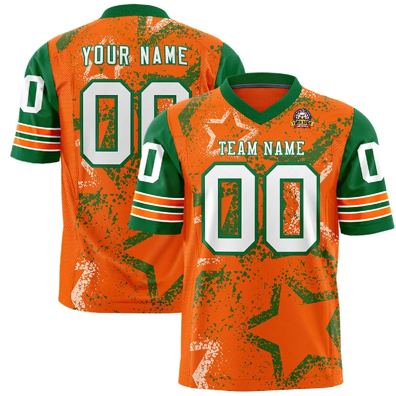 Custom Orange Gold-White Personalized Star Pattern Design Authentic Football Jersey