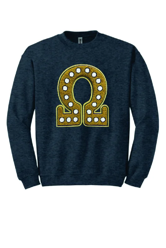 Omega Emblem W/ Pearls Chenille Crew