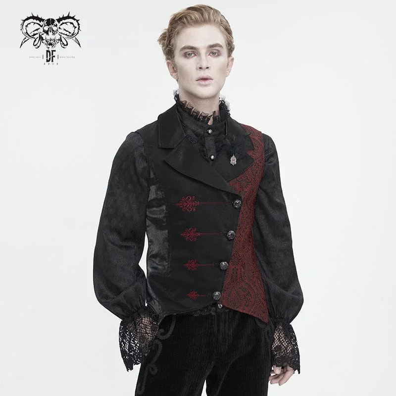 Men's Gothic Contrast Color Embossed Feather Waistcoat