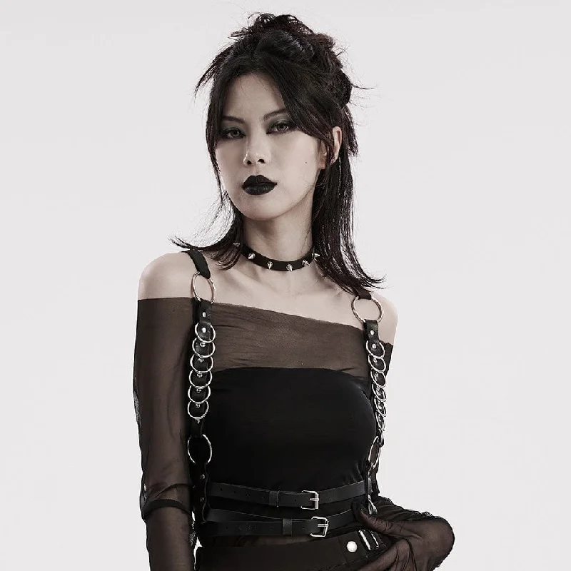 Women's Punk Double-shoulder Faux Leather Harness