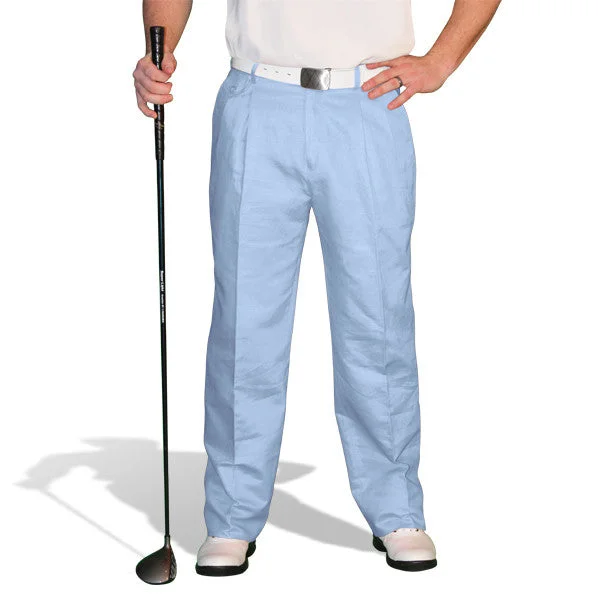 Golf Knickers: Mens 'Par 4' Cotton/Ramie Golf Trousers - Light Blue