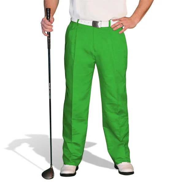 Golf Knickers: Mens 'Par 4' Cotton/Ramie Golf Trousers - Lime