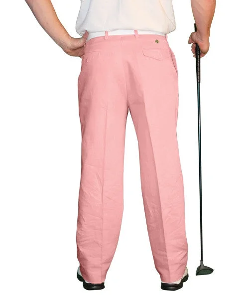 Golf Knickers: Mens 'Par 4' Cotton/Ramie Golf Trousers - Pink