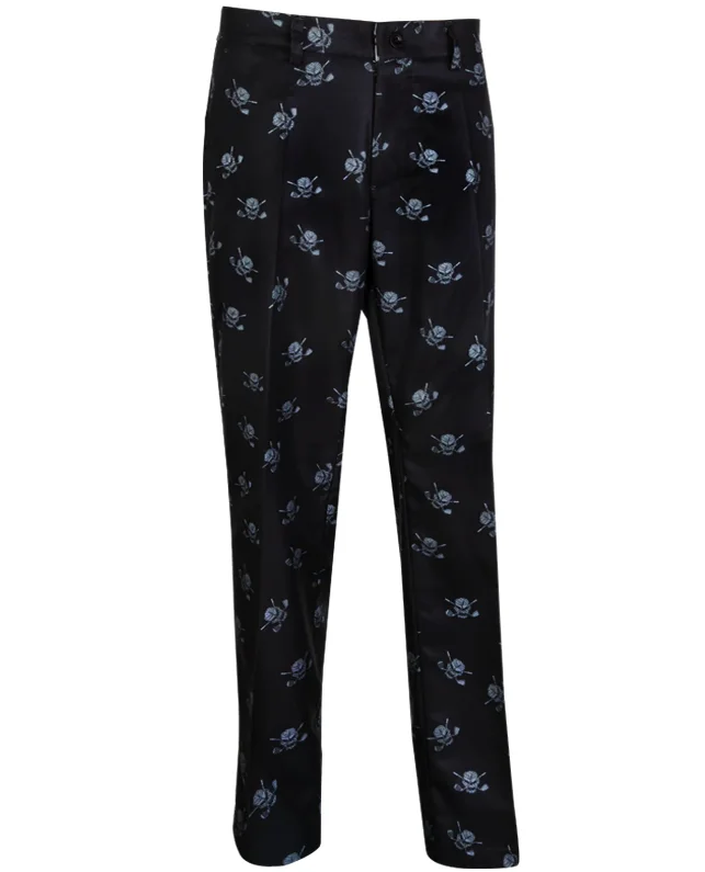 Tattoo Golf: Men's Lucky 13 Multi-Skull Print ProCool Golf Pants - Black/Charcoal (Size: 32X30) SALE