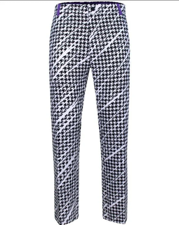 Tattoo Golf: Men's ProCool Houndstooth Golf Pants - Black/White/Purple